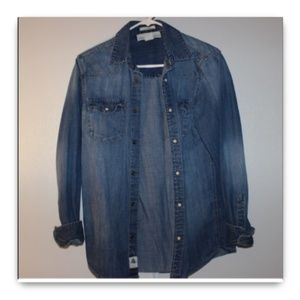 H&M Denim Fitted Shirt L.O.G.G. Sz Small
